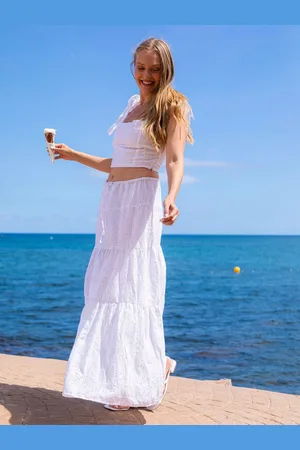 South Beach Broderie 100% Cotton Maxi Skirt AU 12