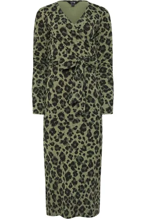 Long Tall Sally Animal Leopard Print Wrap Midi Dress AU 12 Tall