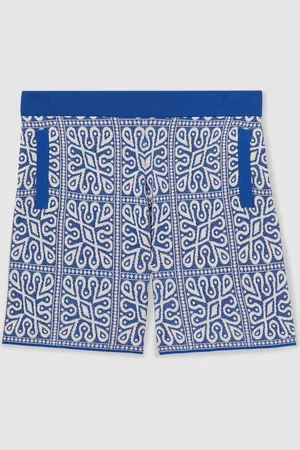 Reiss Redhill Tile Pattern Knit Shorts L
