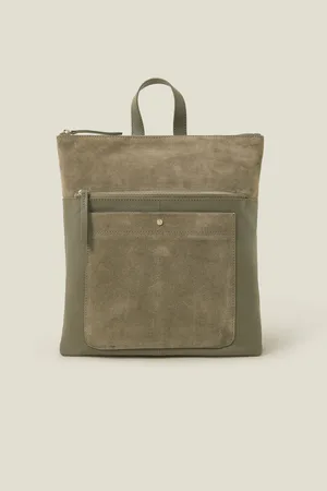 Accessorize Green Suede Leather Backpack One