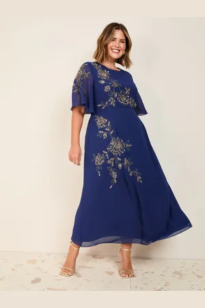 Friends Like These Chiffon Angel Sleeve Embellished Midi Dress 30