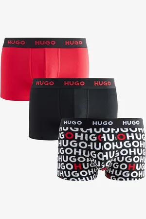 HUGO BOSS Red/Black Logo Waistband Cotton Boxers 3 Pack XL