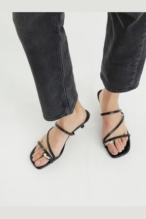 River Island Black Strappy Kitten Heel Mules AU 9 (EU 40)