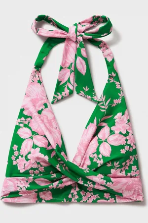 J.Crew Green Cross-Over Bikini Top AU 16