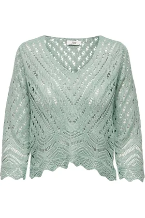 JDY Green 3/4 Sleeve Crochet Jumper AU 8