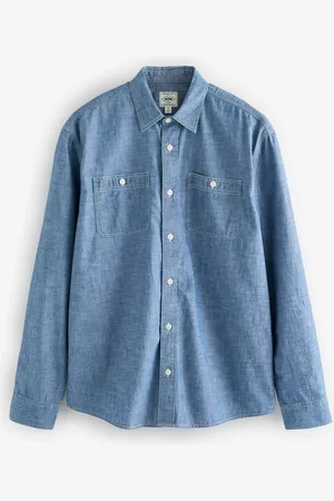 Next Long Sleeve Chambray Denim 100% Cotton Shirt XL