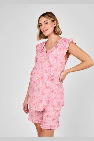 JoJo Maman Bébé Pink Floral Patterned Frill Sleeve Maternity Blouse L