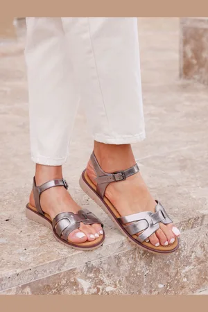 Linzi Silver Twirl Cut Out Front Strap Sandals AU 7 (EU 38)