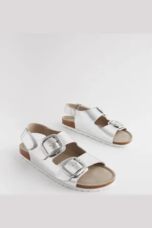 Next Silver Back Strap Leather Footbed Sandals AU 6 (EU 37)