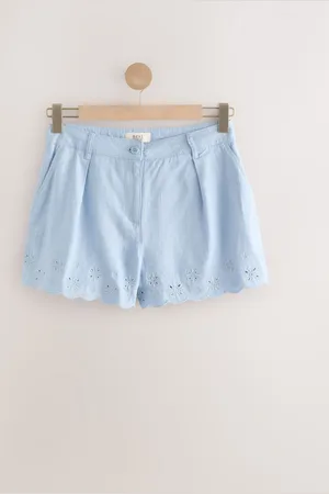 Next Scalloped Hem Embroidered Linen Rich Shorts AU 22 R