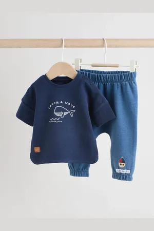 Next Navy Whale Top and Trousers Baby 2 Piece Set Up to 1 Month (56cm)