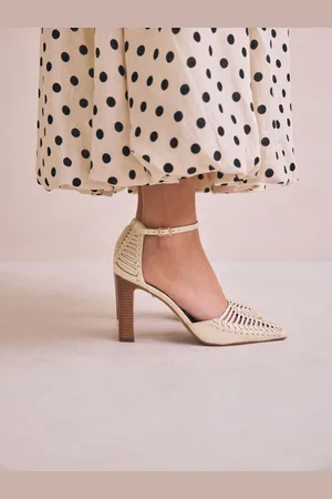 Next Signature Premium Leather Weave Point Toe Heels eu37uk4