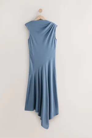Next Short Sleeve Asymmetric Hem Midi Dress AU 16 Tall