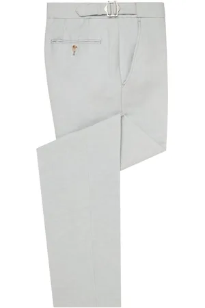 Remus Grey Tapered Fit Linen-Blend Smart Trousers 32