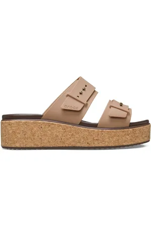 Crocs Light Brown Brooklyn Cork Buckle Wedge Sandals AU 9 (EU 39.5)