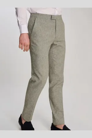 Harry Brown Green Giacomo Slim Fit Cotton Linen Suit Trousers 42W x 31L (UK 42 R)