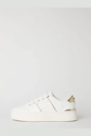 Lipsy London White Standard Fit Flat Chunky Flatform Stripe Lace Up Trainers AU 8 (EU 39)