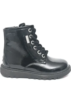 Toezone Alice Patent Leather Lace up and Side Zip Black Boots AU 8 (EU 26)