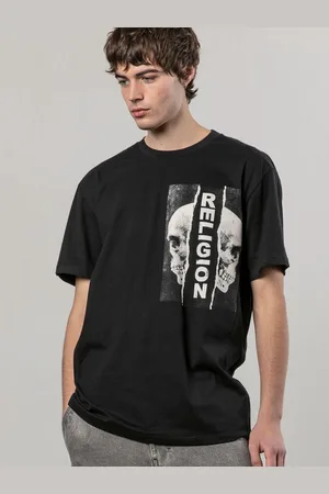 Religion Black Ripped 100% Cotton T-Shirt L