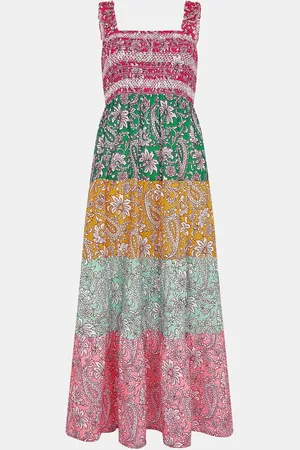 Accessorize Paisley Print Tiered 100% Cotton Maxi Dress M