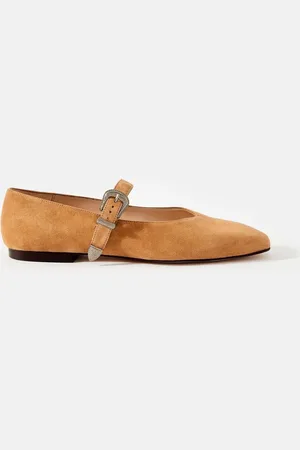 mint&berry Brown Dina Suede Western Ballet Sandals eu37uk4