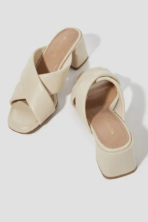 Monsoon Cream Oralia Leather Crossover Mule Heels AU 7 (EU 38)