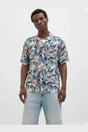 JACK & JONES Tropical Print Short Sleeve Resort Shirt L