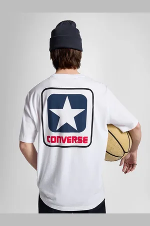Converse White Star Box Back Graphic 100% Cotton T-Shirt L