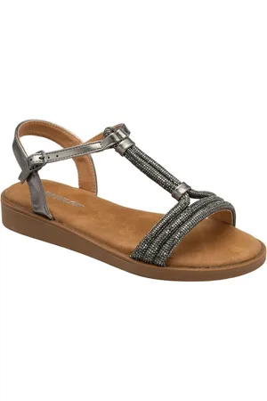 Dunlop Grey T-Bar Buckle Sandals eu38uk5