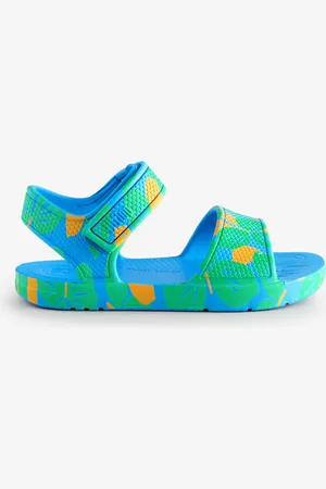 FitFlop Kids Toddler Blue Iqushion Leaf Print Sandals AU 12 (EU 28)