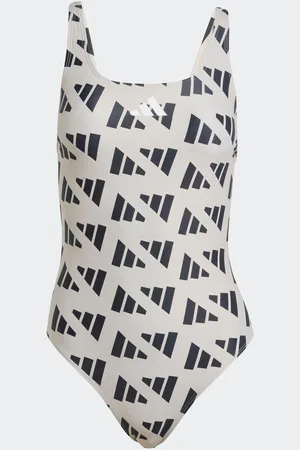 adidas Brown Logo Graphic V Back Swimsuit 36