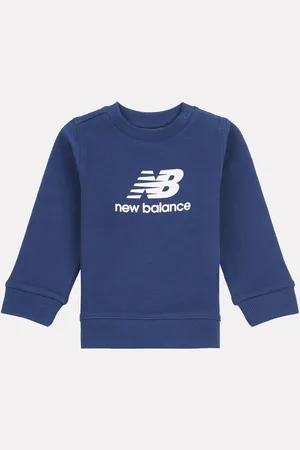 New Balance Blue Kids 100% Cotton French Terry Stacked Logo Crew Sweat Top 3