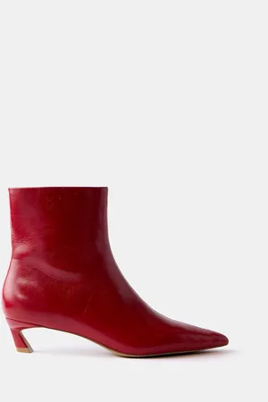 mint&berry Red Leather Kitten Heel Boots AU 9 (EU 41)