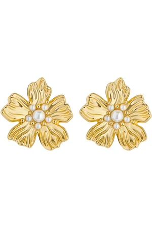Ted Baker Gold Tone Petarie: Flower Statement Stud Earrings One