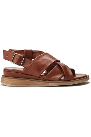 Moda In Pelle Blue Over Soft Cross Strap Leather Sandals On Microwedge AU 7 (EU 38)