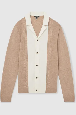 Reiss Poland Wool Colourblock Knitted Shirt L