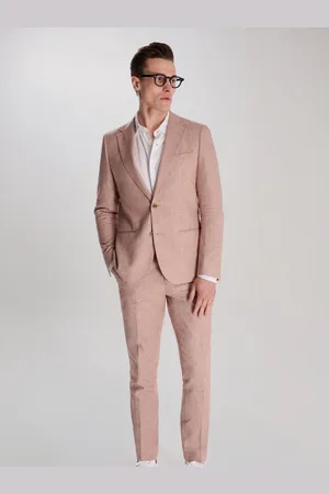 Harry Brown Pink Giacomo Slim Fit Cotton Linen Suit Jacket 48 R
