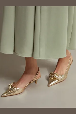 Monsoon Bronte Metallic Bow Slingback Kitten Heels AU 7 (EU 38)