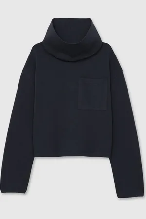 Reiss Navy Iris Jersey Funnel-Neck Sweatshirt XS