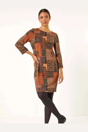 Roman Patchwork Print Shift Stretch Dress AU 18