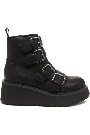Rocket Dog Heather PU Buckle Black Boots AU 9 (EU 40)