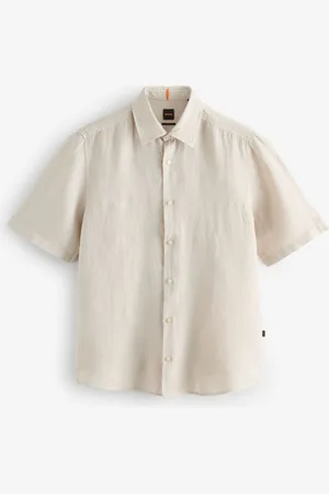 HUGO BOSS Regular Fit Short Sleeve 100% Linen Shirt M