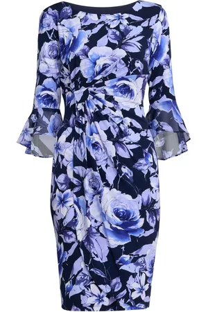 Gina Bacconi Brie Floral Print Faux Wrap Dress AU 14