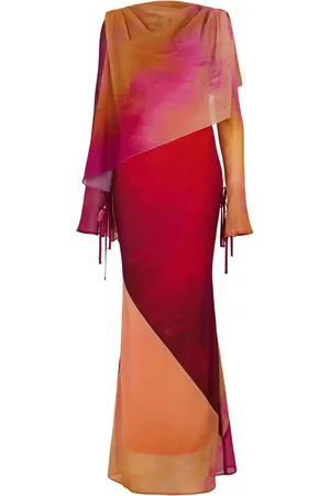 DASKA Ali Maxi Dress With Long Sleeves And Front Wrap Detail S