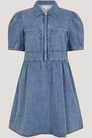 Monsoon Adeena Zip Denim 100% Cotton Mini Dress medium