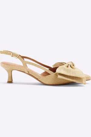 River Island Raffia Sling Back Bow Heeled Court Shoes AU 5 (EU 36)