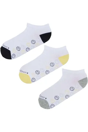 Wild Feet White Smiley Cotton Trainer Liners Socks 3 Pack One