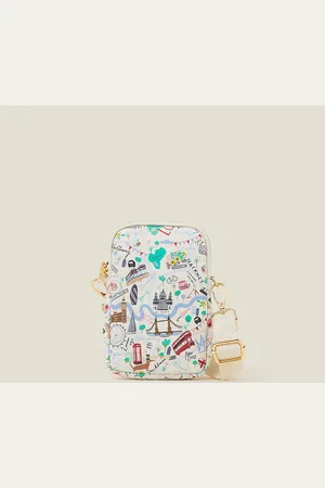 Accessorize White London Print Phone Bag One