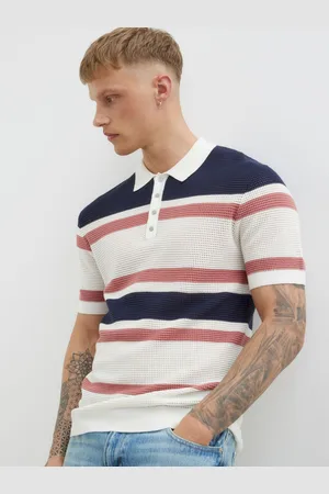 River Island Mesh Stripe Polo Shirt large