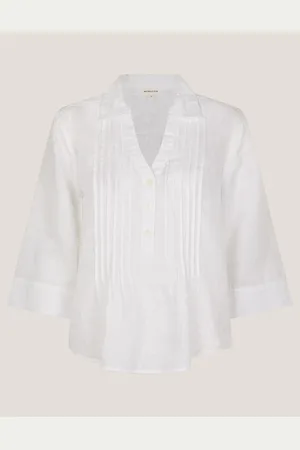 Monsoon White Elsie 100% Linen Blouse XL